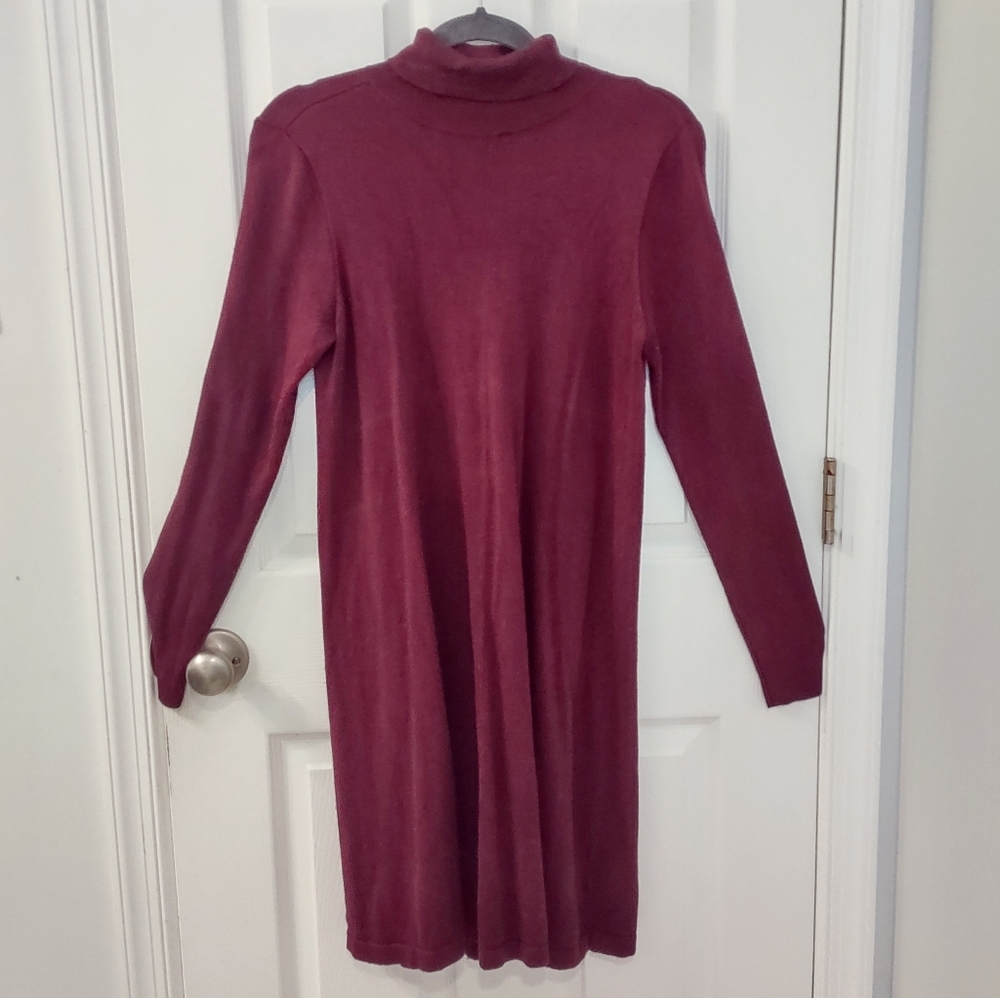 AB Studios Bergundy Bordeaux Turtleneck Sweater Sheath Dress Women's Size M